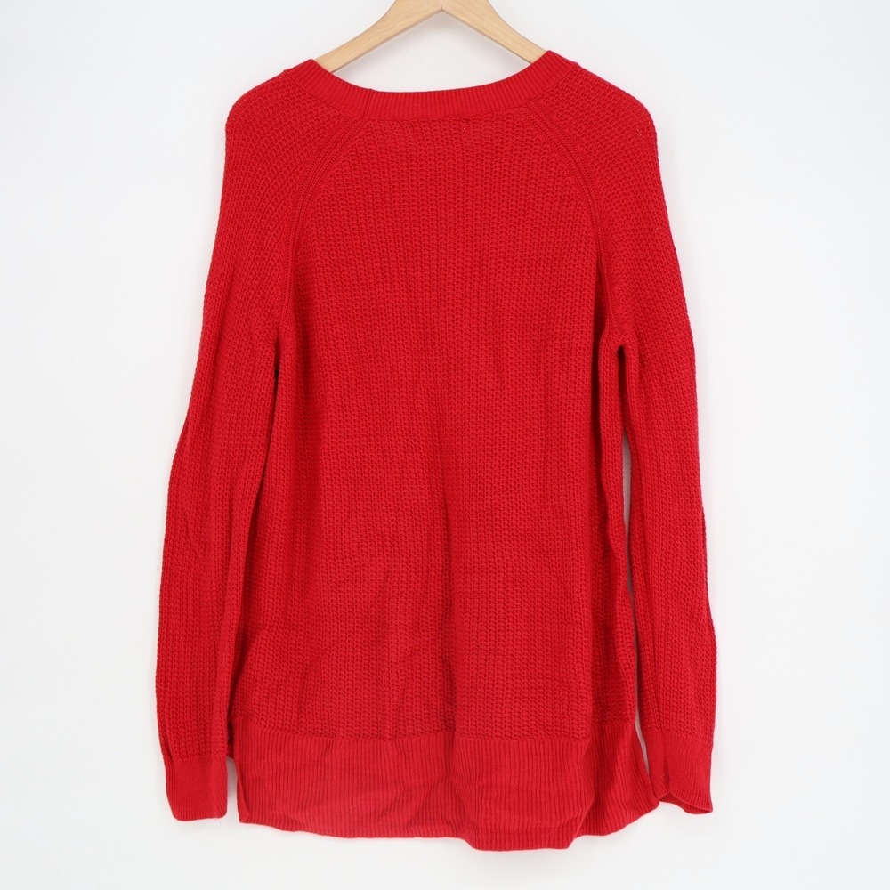 Old Navy Sweater Womens Large Red Knit Stretch Long Sleeve Crew Neck Pullover - Picture 5 of 6